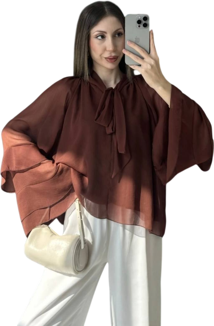 Maestro Sheer Statement Tie-Neck Blouse