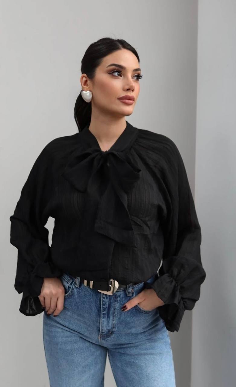 Maestro Pleated Tie-Neck Statement Blouse