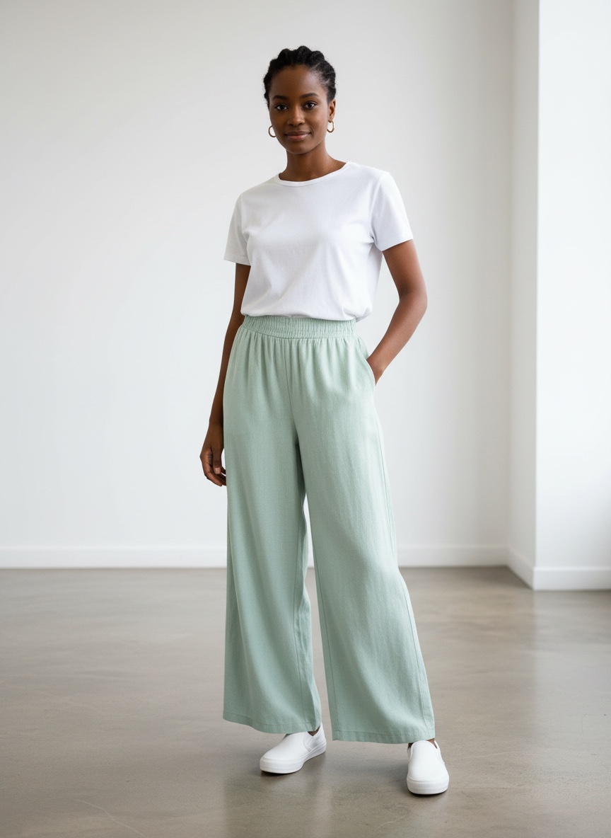 Maestro Woman Linen Wide Leg Pants