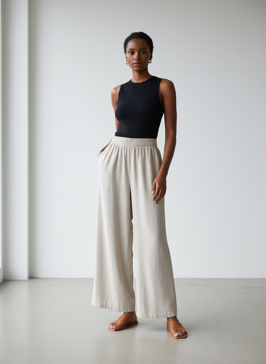 Maestro Woman Linen Wide Leg Pants